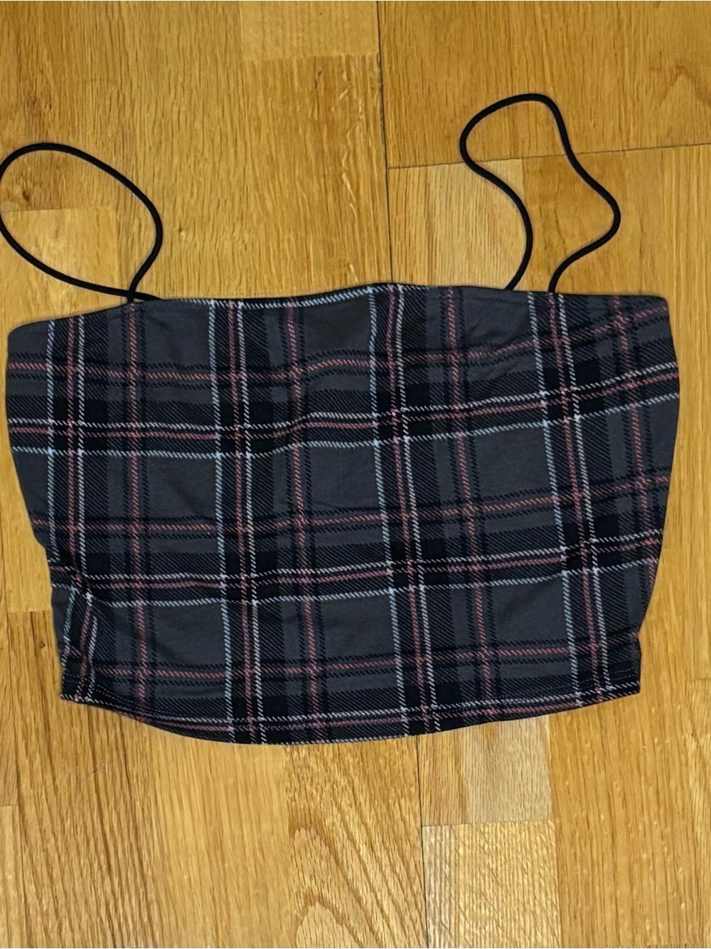 Plaid Spaghetti Strap Tank Too Black & Pink Size Small